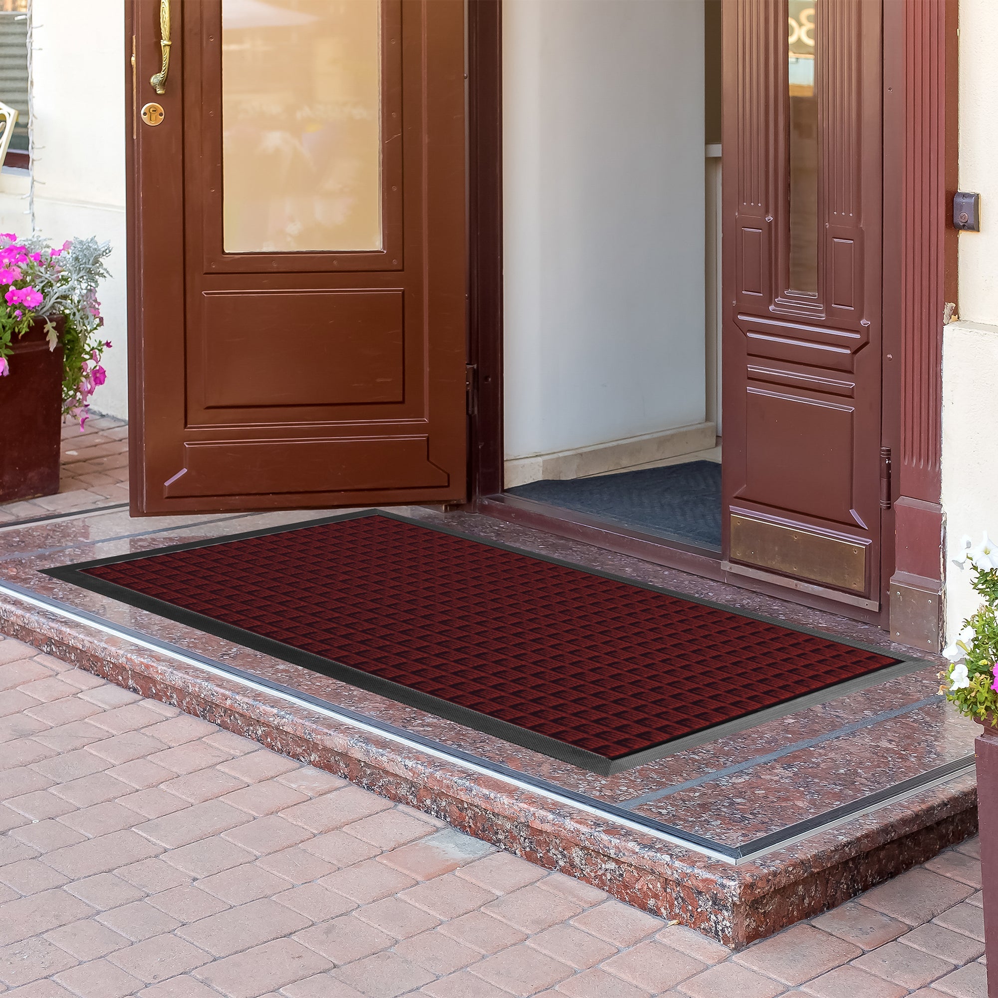Comfy Feet Burgundy Heavy-Duty Carpet Floor Mat - Waffle - 60" x 36" - 1 count box