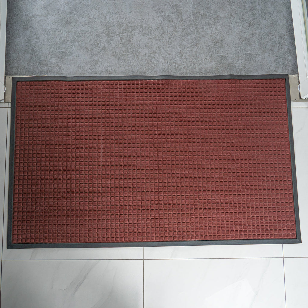 Comfy Feet Burgundy Heavy-Duty Carpet Floor Mat - Waffle - 60" x 36" - 1 count box