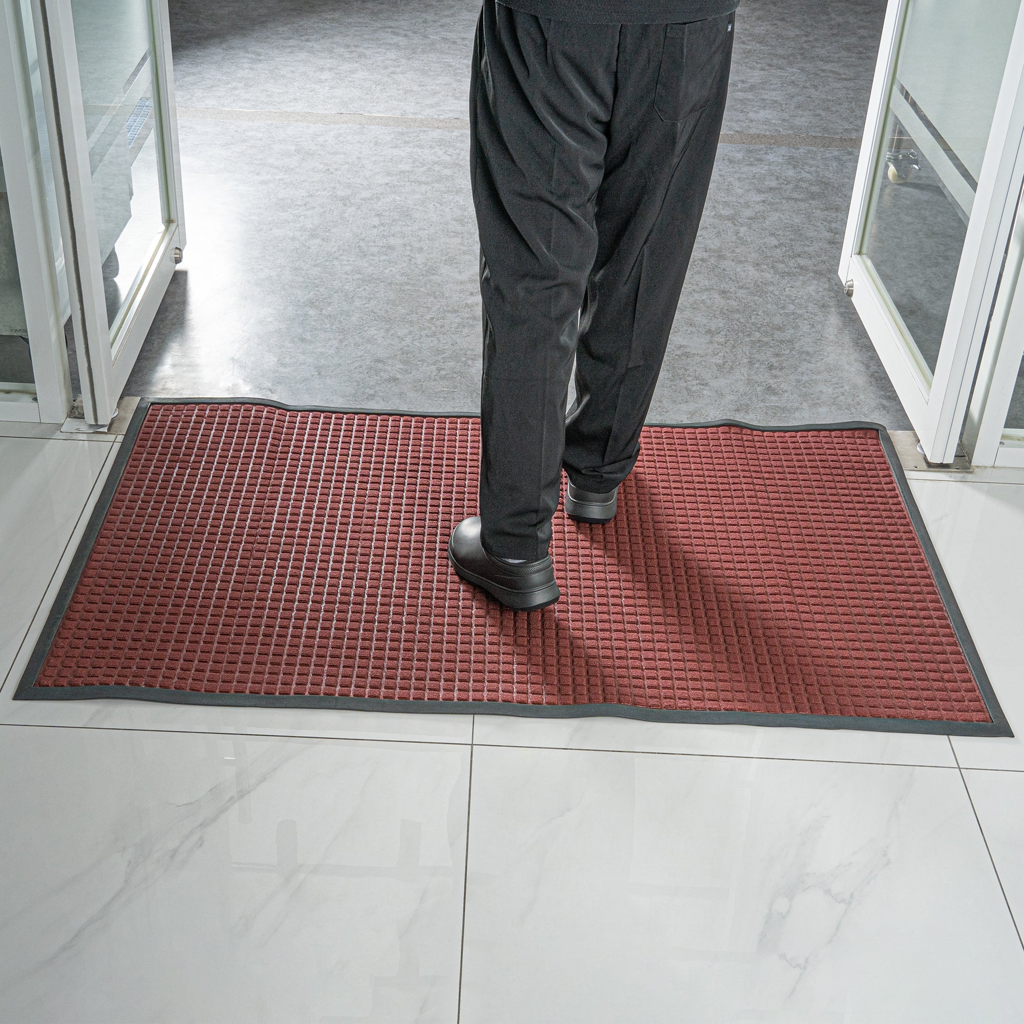 Comfy Feet Burgundy Heavy-Duty Carpet Floor Mat - Waffle - 60" x 36" - 1 count box