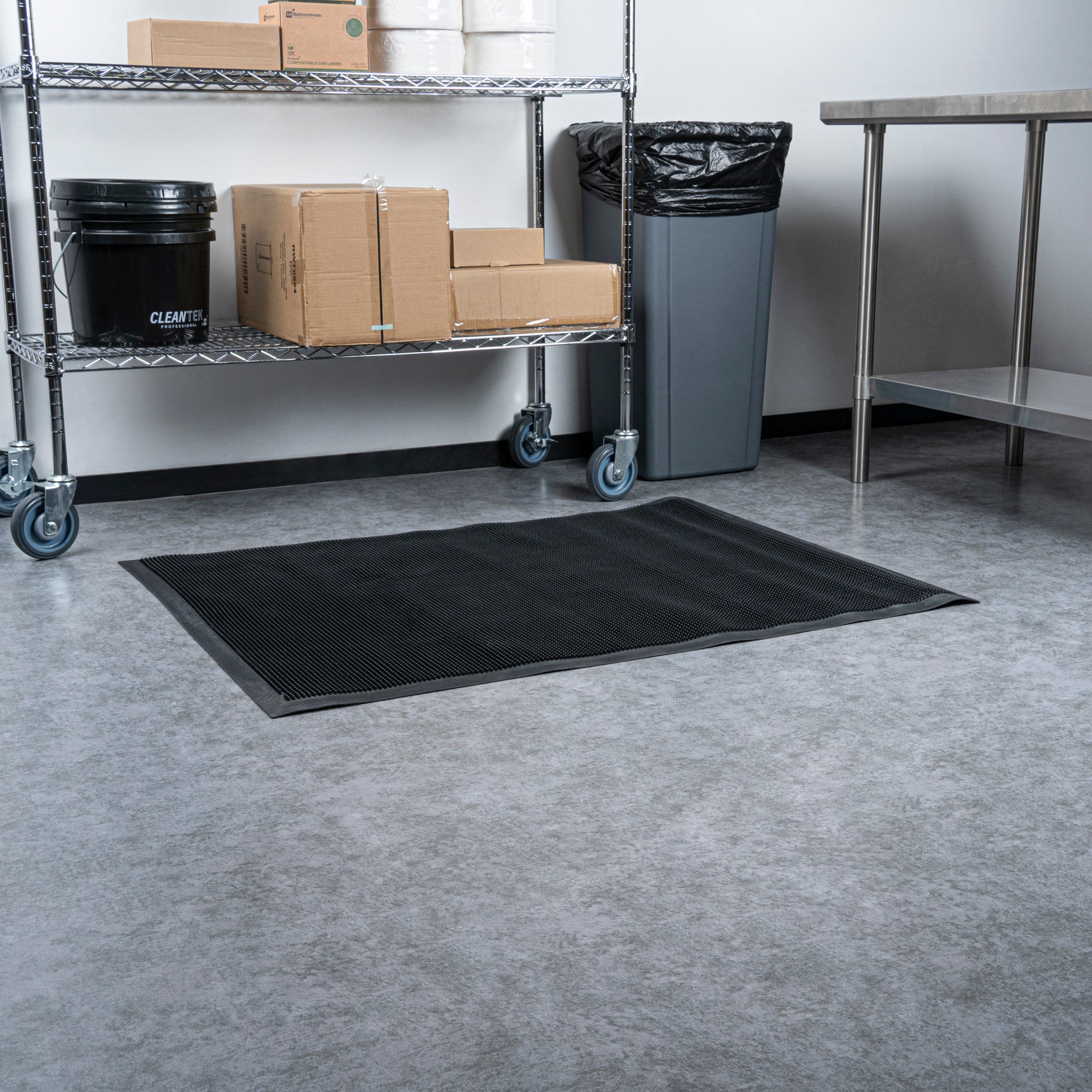 Comfy Feet Black Rubber Floor Mat - Non-Slip - 48" x 36" - 1 count box