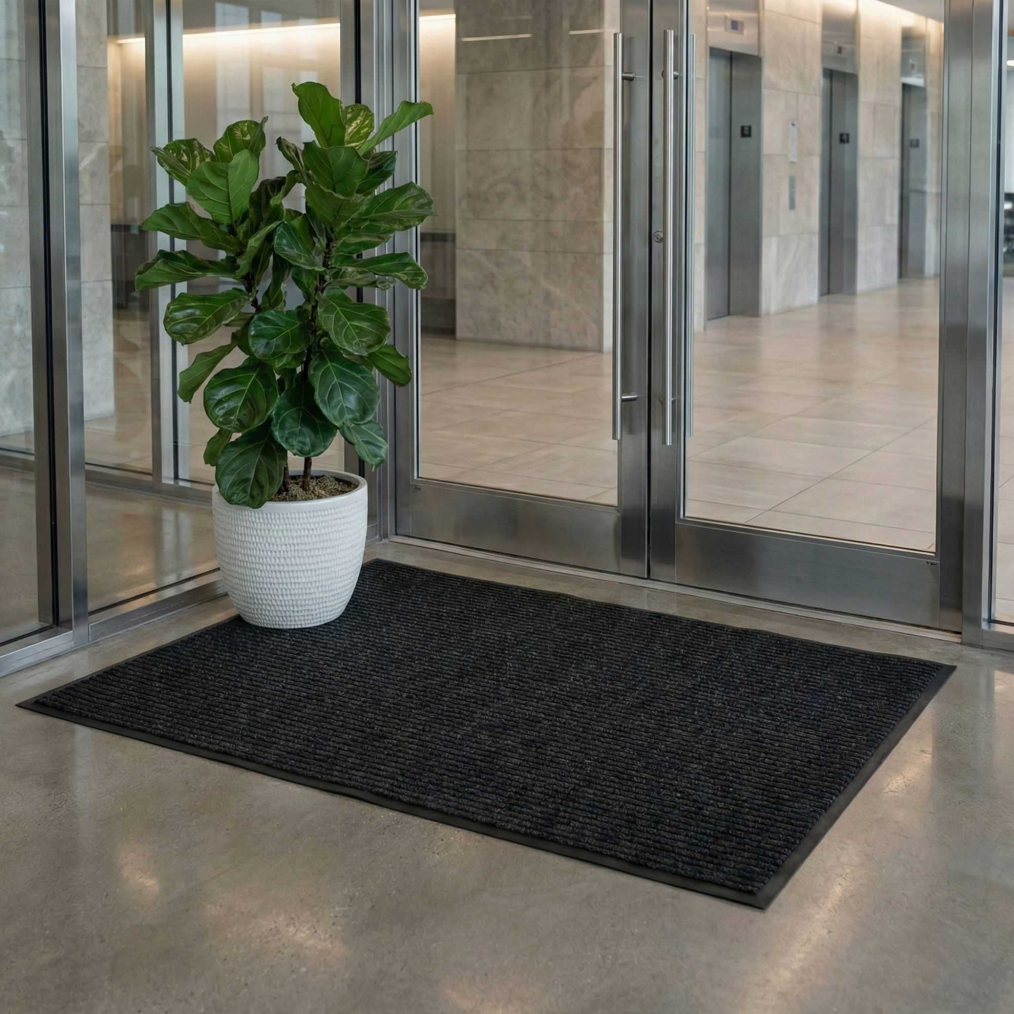 Comfy Feet Black Carpet Floor Mat - Ribbed - 60" x 36" - 1 count box