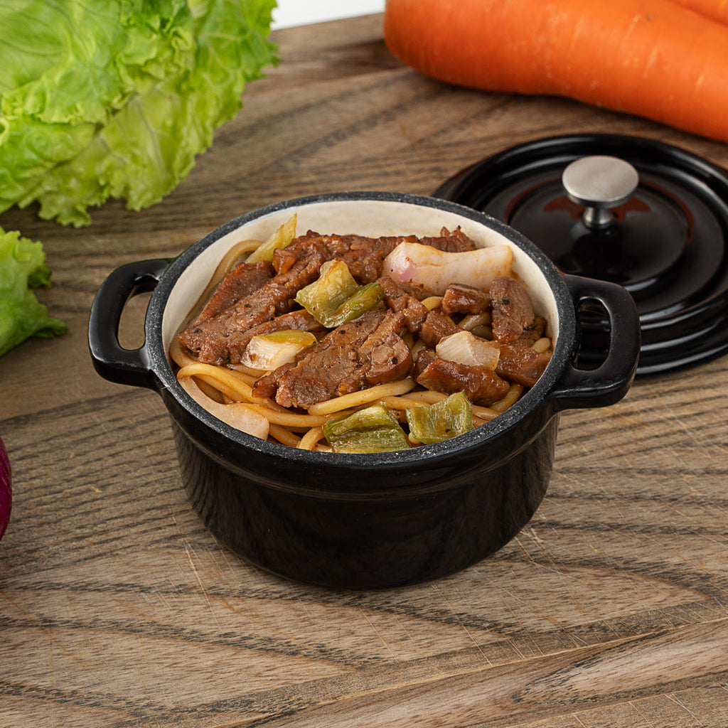 Met Lux 8 oz Round Black Cast Iron Mini Casserole Dish - Enameled, with Stainless Steel Knob - 5 1/4" x 4" x 3" - 1 count box