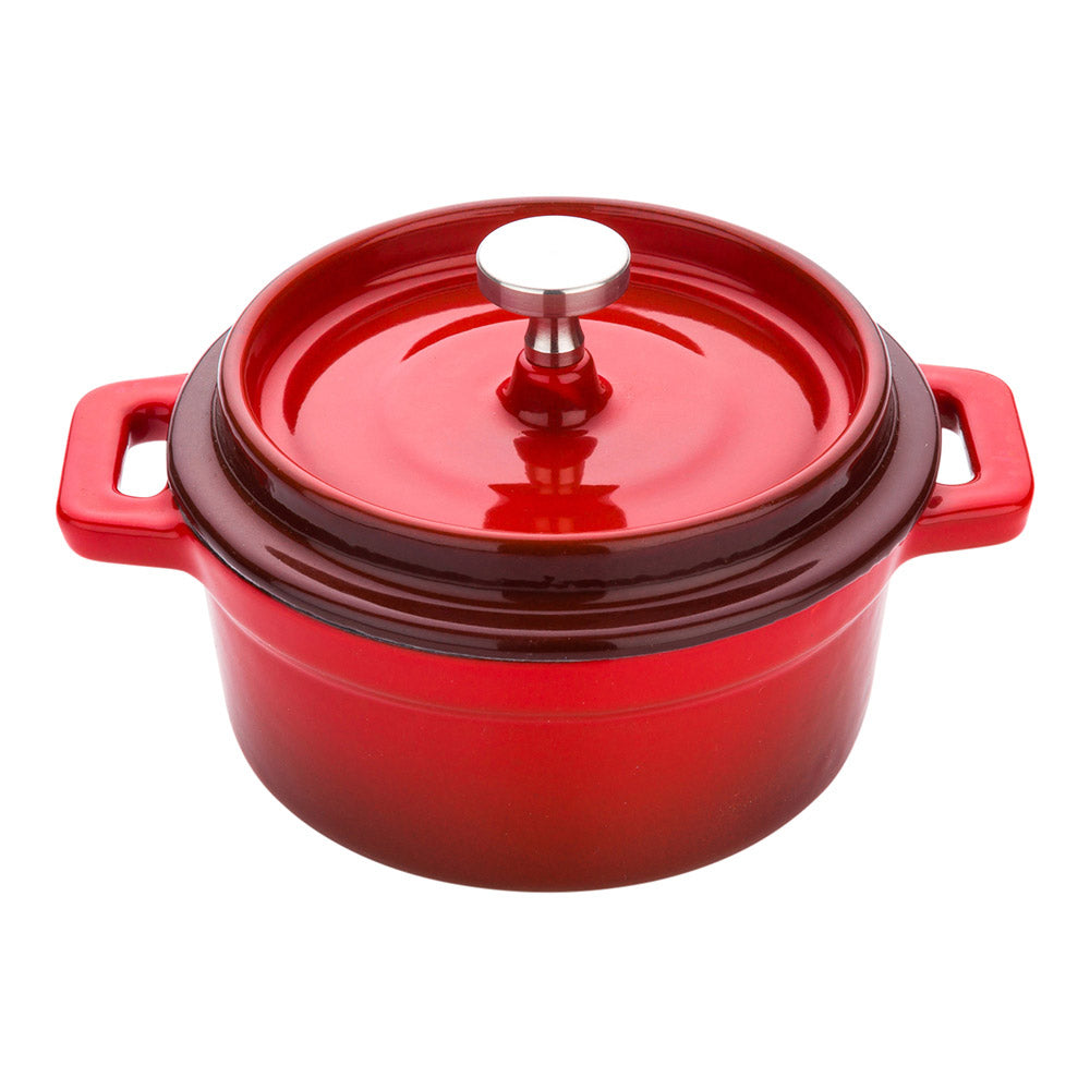 Met Lux Round Mini Casserole Dish - Red, Cast Iron - Enameled, Stainless Steel Knob - 8 oz, 5 1/4" x 4" x 3" - 1 count box