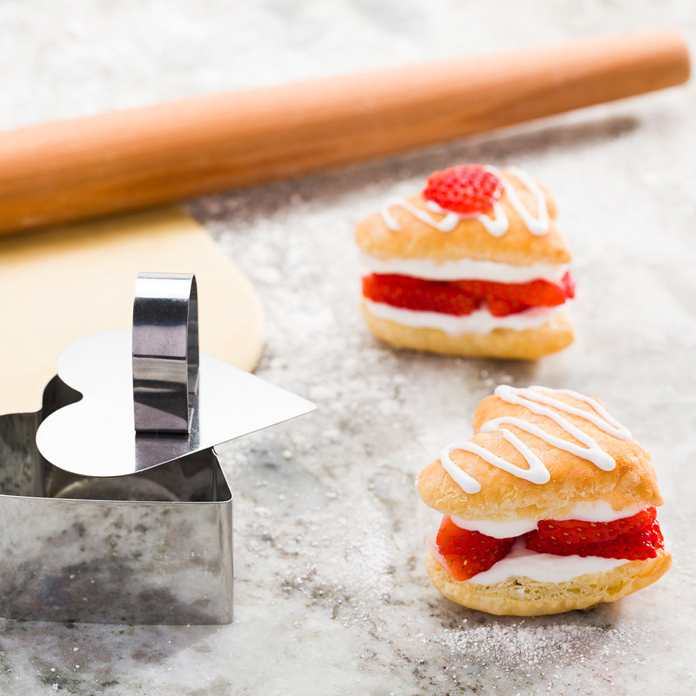 Pastry Tek Stainless Steel Heart Pastry Ring Mold with Press 3.2 x 1.6 inch 1 count box