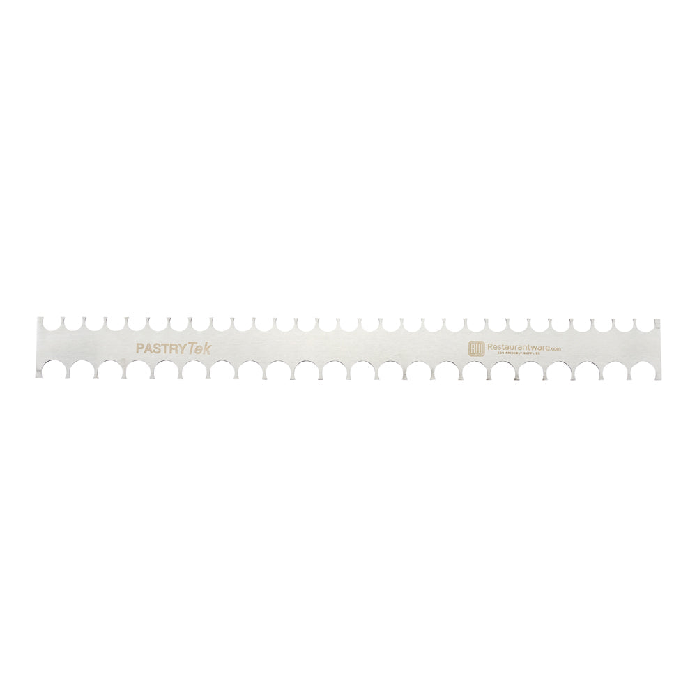 Pastry tek Decorating Comb - Silver, Stainless Steel - Semicircle, Double-sided, 4mm & 5mm - 19 3/4" x 2" - 1 count box