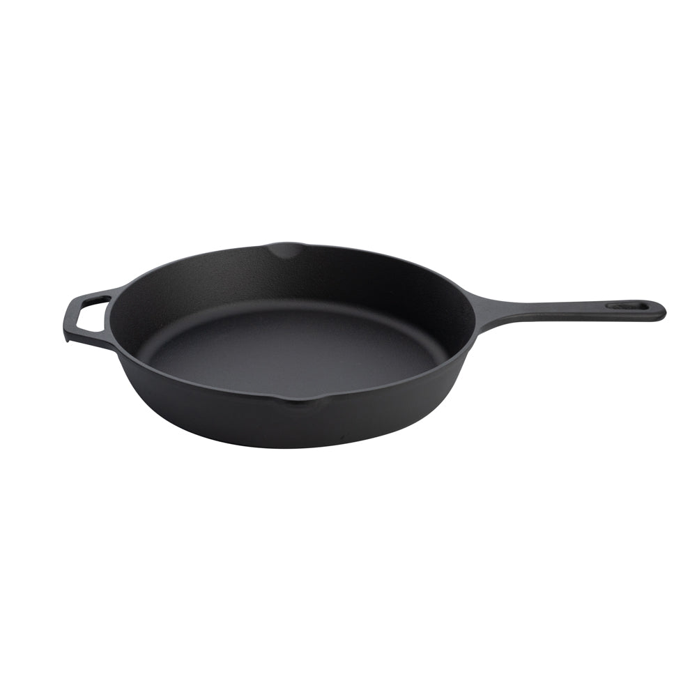 Met Lux Round Black Cast Iron 12" Fry Pan - Pre-seasoned - 1 count box