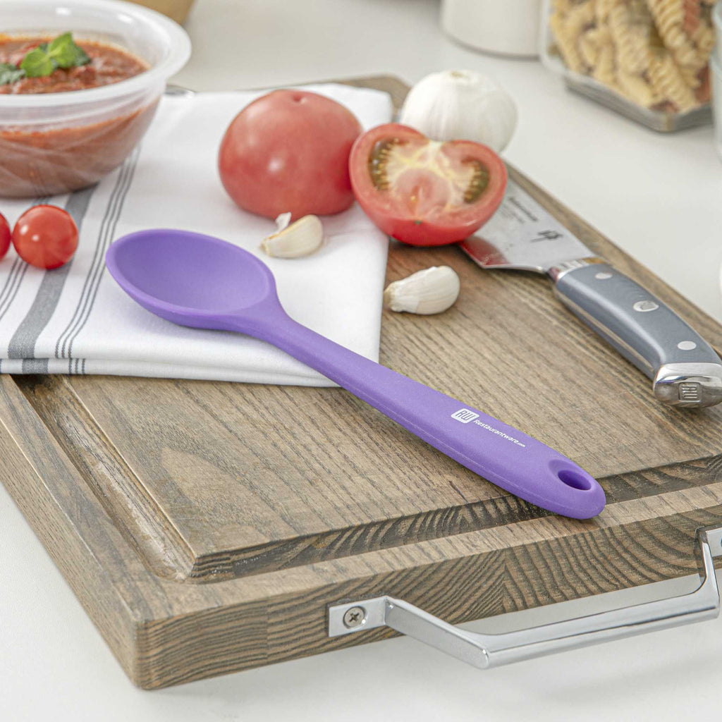 Pastry tek Purple Silicone Mixing Spoon - 10 1/2" x 2 1/4" x 3/4" - 1 count box