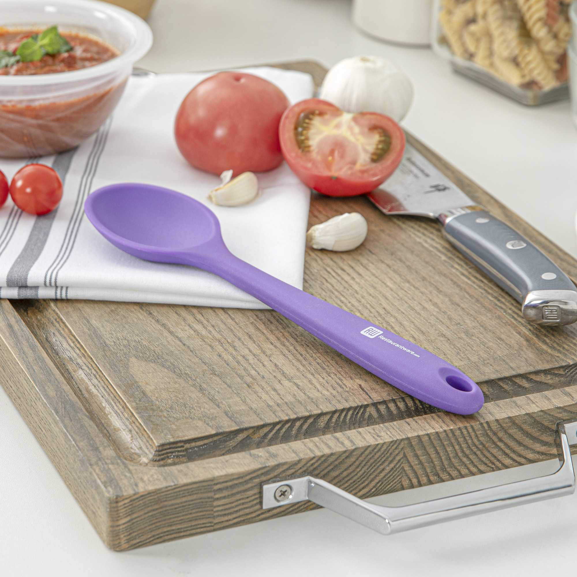 Pastry tek Purple Silicone Mixing Spoon - 10 1/2" x 2 1/4" x 3/4" - 1 count box