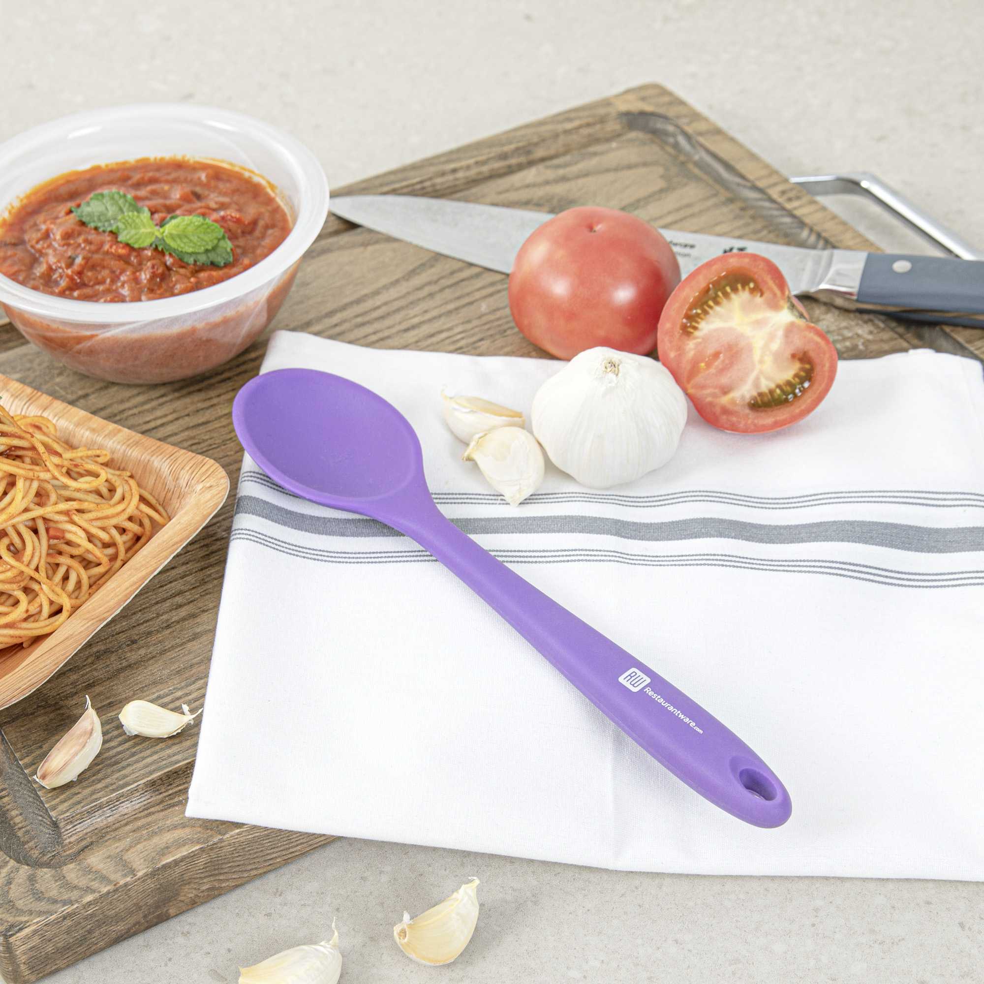 Pastry tek Purple Silicone Mixing Spoon - 10 1/2" x 2 1/4" x 3/4" - 1 count box