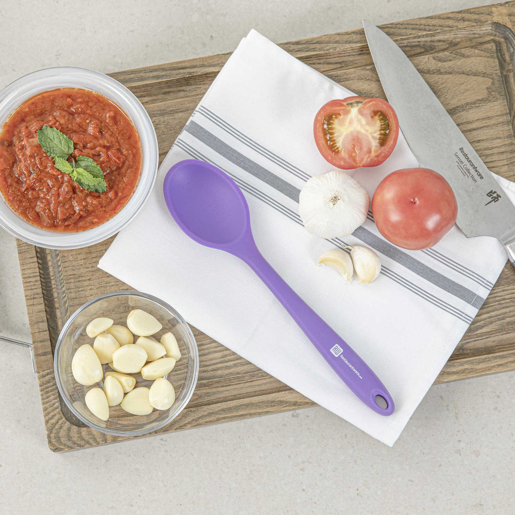 Pastry tek Purple Silicone Mixing Spoon - 10 1/2" x 2 1/4" x 3/4" - 1 count box