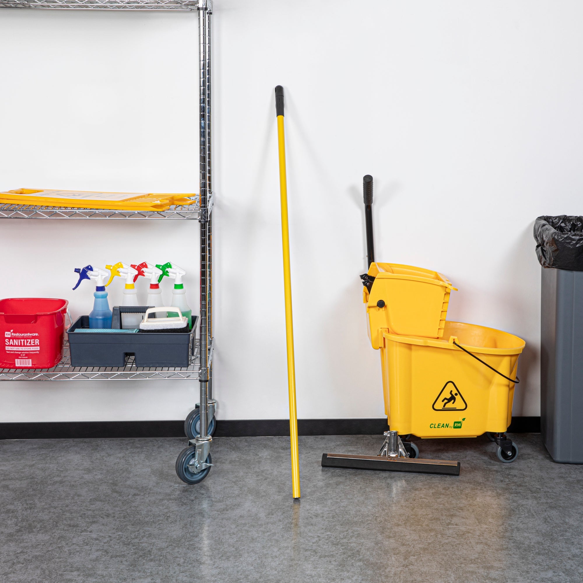 RW Clean Yellow Iron Handle for Floor Squeegee - 54 1/4" x 1 1/4" x 1 1/4" - 1 count box