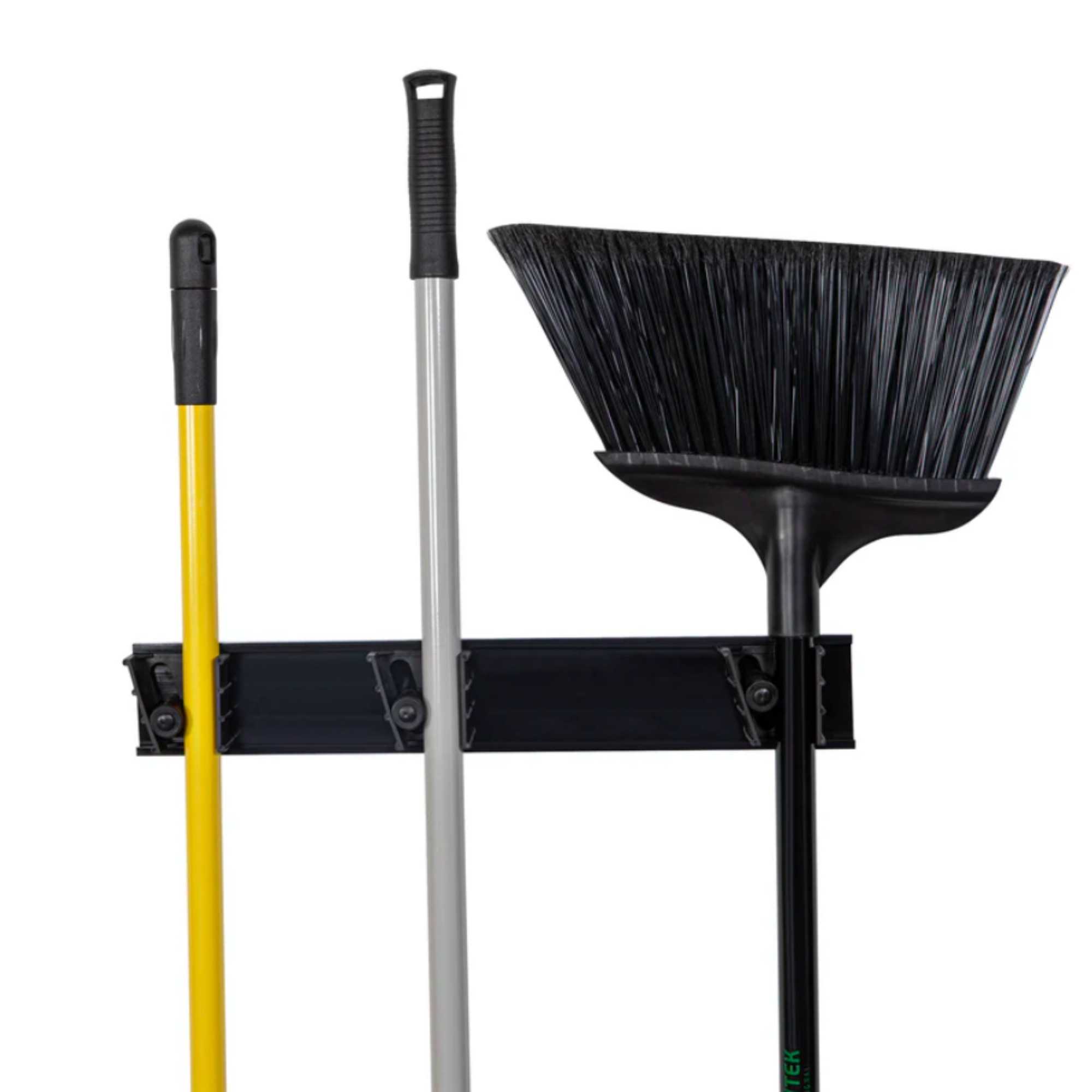 RW Clean Black Mop / Broom Holder - 3 Slots, Wall Mount - 17 3/4" - 1 count box