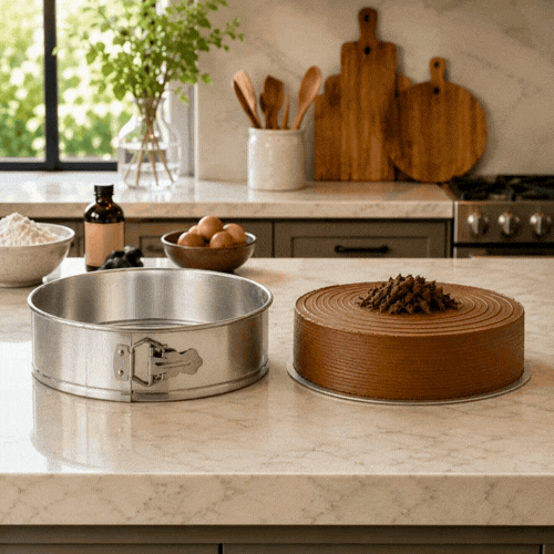 Met Lux 10" Silver Aluminum Springform Cake Pan - 10" x 10" x 3" - 1 count box