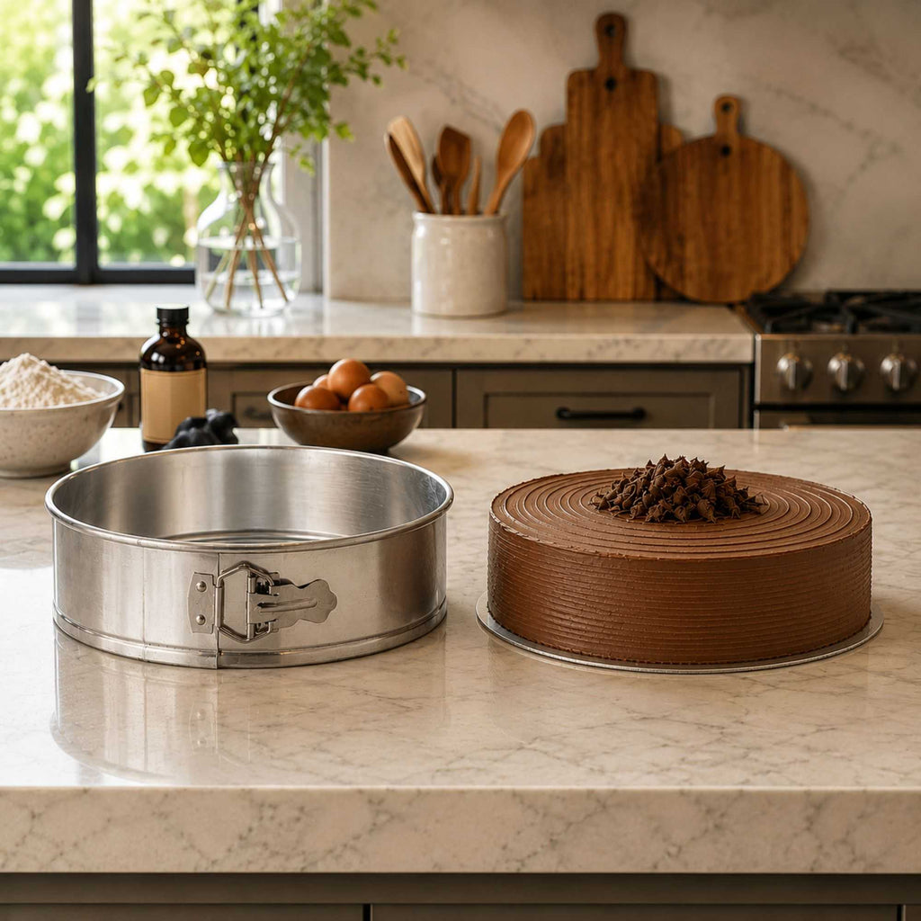 Met Lux 10" Silver Aluminum Springform Cake Pan - 10" x 10" x 3" - 1 count box