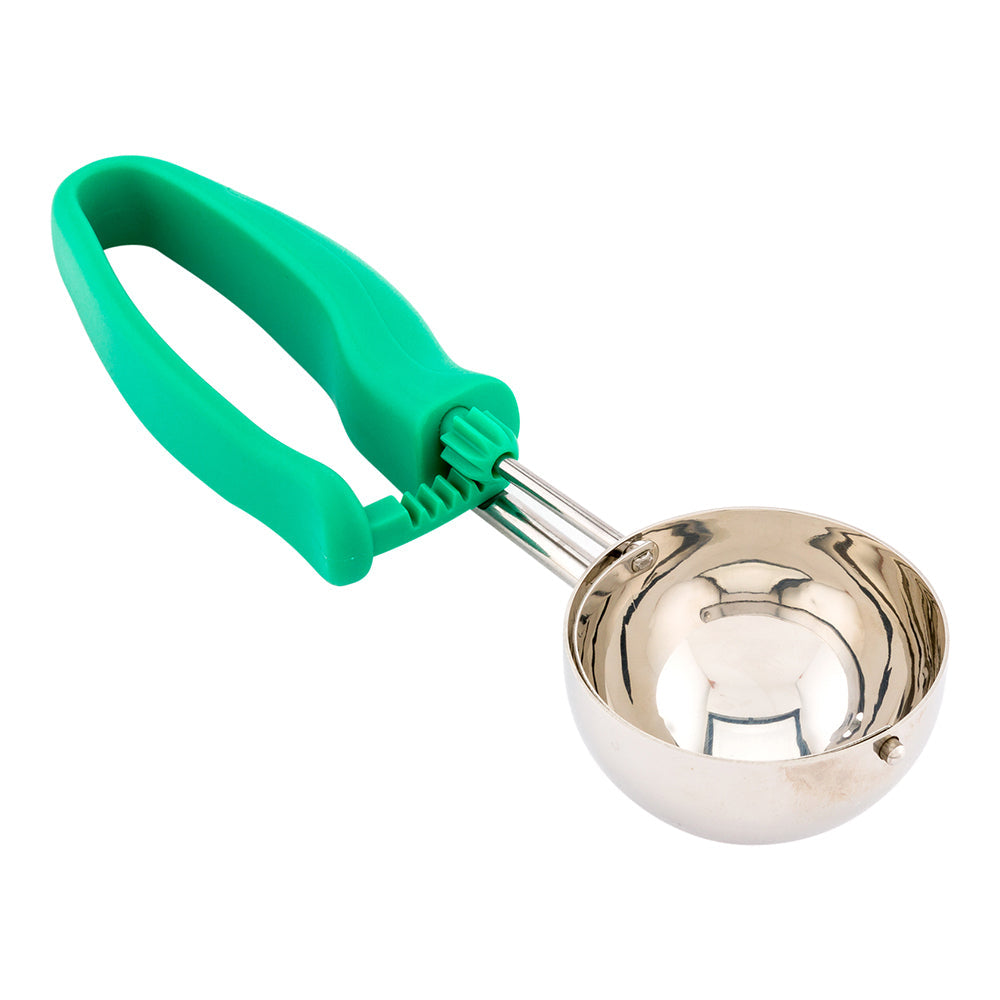 Comfy Grip 2.5 oz Stainless Steel #12 Portion Scoop - with Green Ambidextrous Handle - 1 count box