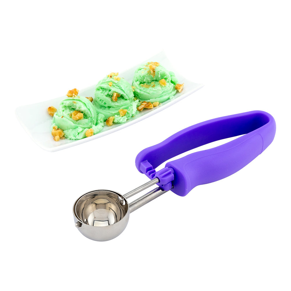 Comfy Grip 0.8 oz Stainless Steel #40 Portion Scoop - with Purple Ambidextrous Handle - 1 count box