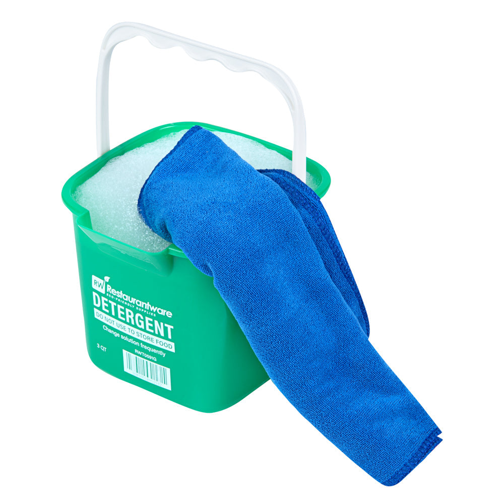RW Clean 3 Qt Square Green Plastic Cleaning Bucket - with Plastic Handle - 7" x 6 3/4" x 6" - 10 count box
