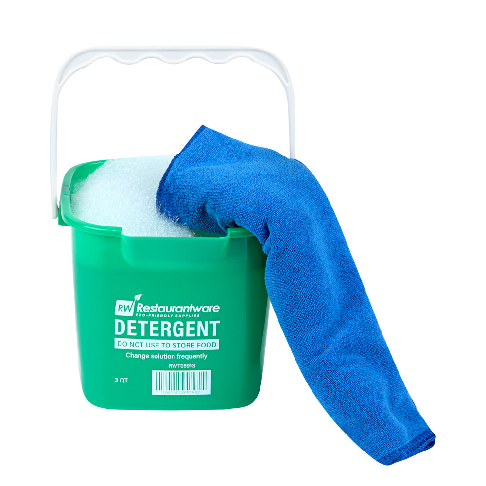 RW Clean 3 Qt Square Green Plastic Cleaning Bucket - with Plastic Handle - 7" x 6 3/4" x 6" - 1 count box