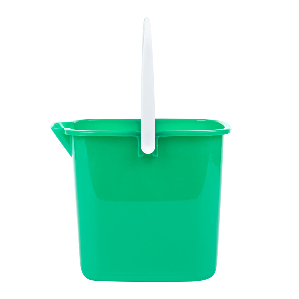 RW Clean 3 Qt Square Green Plastic Cleaning Bucket - with Plastic Handle - 7" x 6 3/4" x 6" - 1 count box