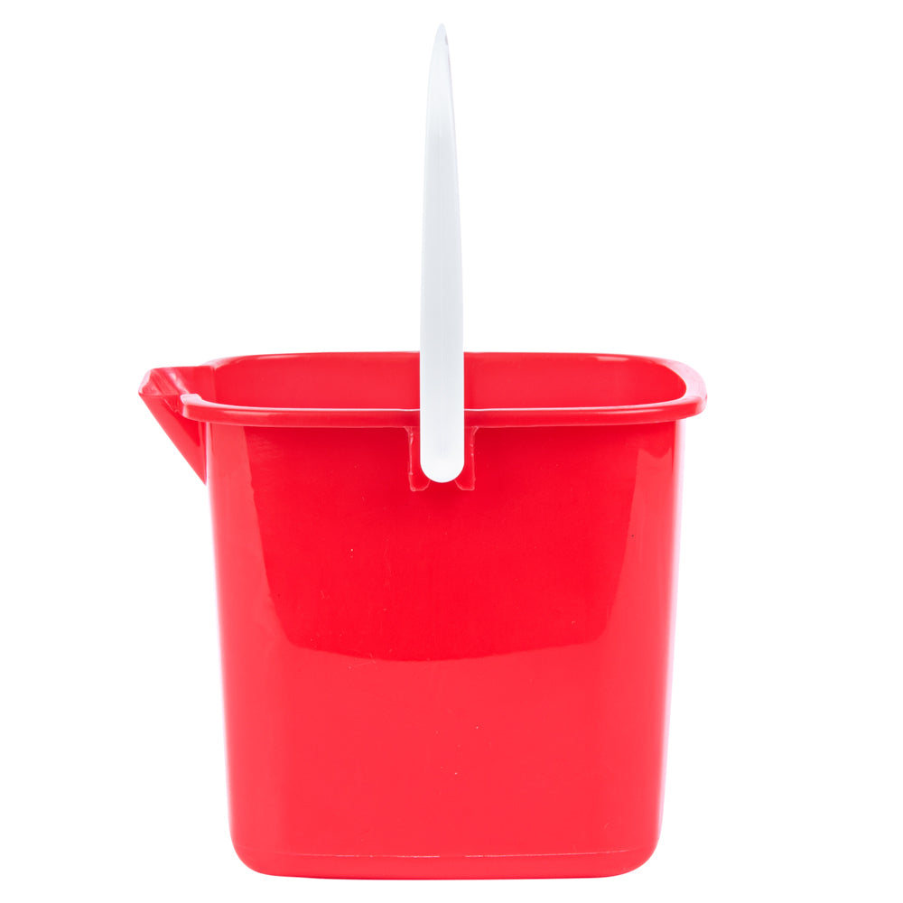RW Clean 3 Qt Square Red Plastic Sanitizing Bucket - with Plastic Handle - 7" x 6 3/4" x 6" - 1 count box