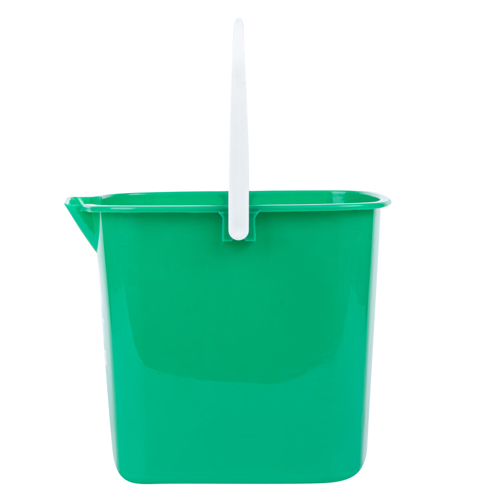RW Clean 6 Qt Square Green Plastic Cleaning Bucket - with Plastic Handle - 8 1/2" x 8 1/2" x 7 1/4" - 10 count box