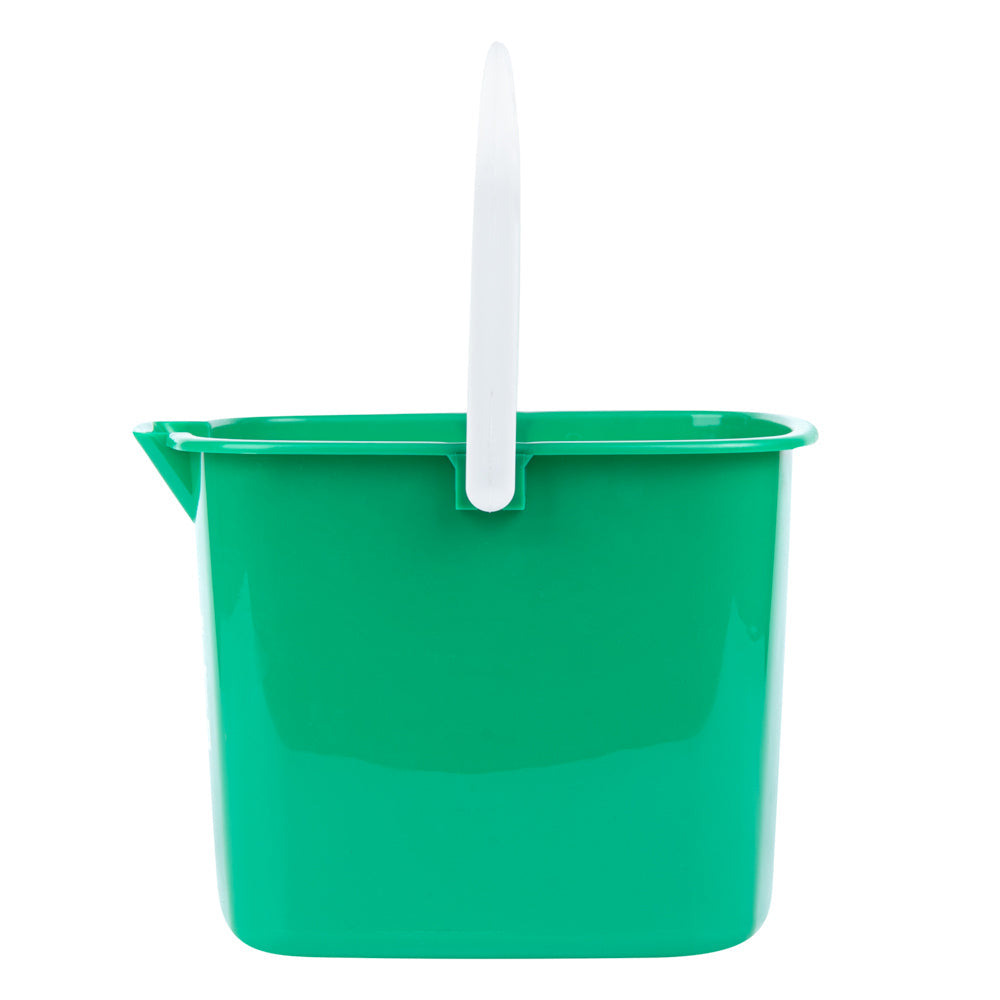 RW Clean 8 Qt Square Green Plastic Cleaning Bucket - with Plastic Handle - 9 3/4" x 9 3/4" x 7 1/2" - 1 count box