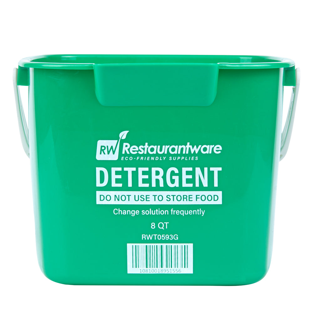 RW Clean 8 Qt Square Green Plastic Cleaning Bucket - with Plastic Handle - 9 3/4" x 9 3/4" x 7 1/2" - 1 count box