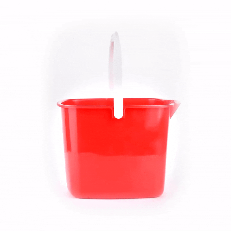 RW Clean 8 Qt Square Red Plastic Sanitizing Bucket - with Plastic Handle - 9 3/4" x 9 3/4" x 7 1/2" - 1 count box