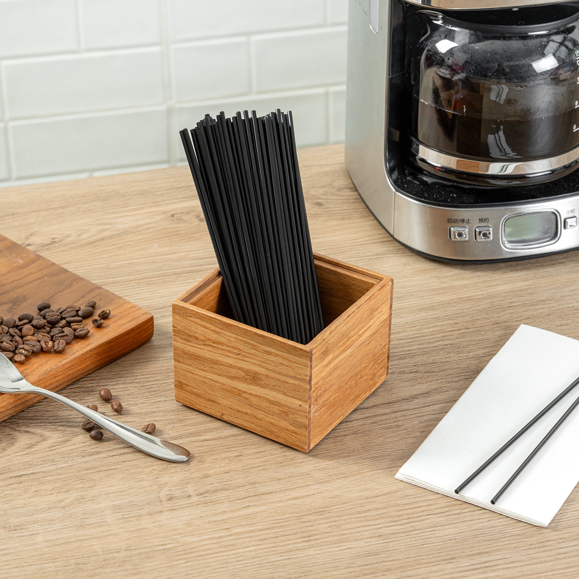 Eco Display Natural Bamboo Condiment Rack Box - 4" x 4" x 3 1/4" - 1 count box