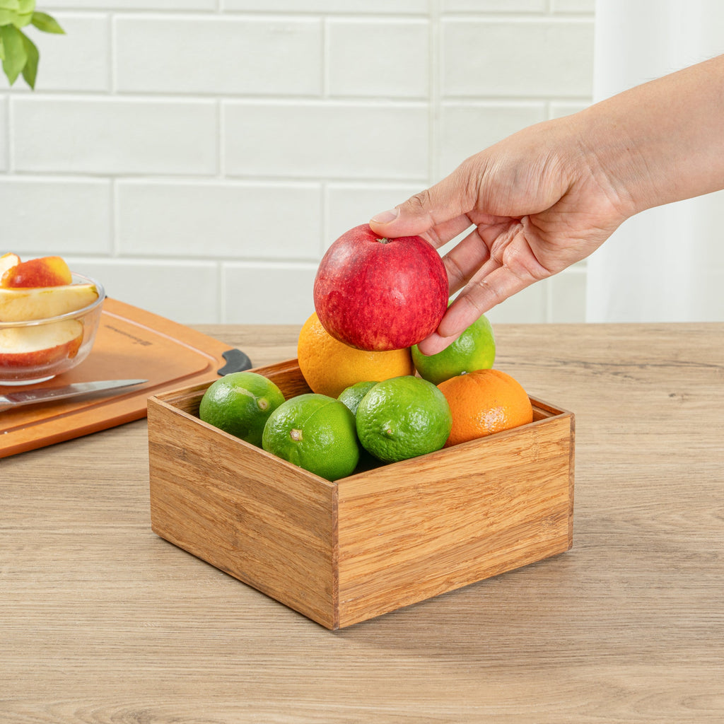Eco Display Natural Bamboo Condiment Rack Deep Box - 6 1/2" x 6 1/2" x 3 1/4" - 1 count box