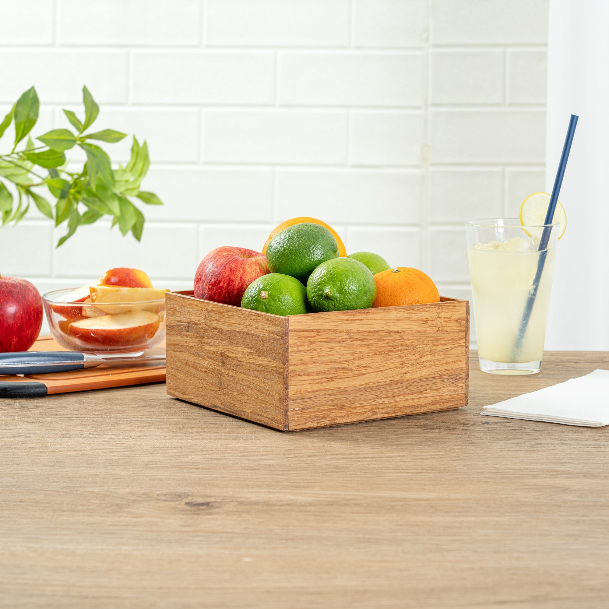 Eco Display Natural Bamboo Condiment Rack Deep Box - 6 1/2" x 6 1/2" x 3 1/4" - 1 count box