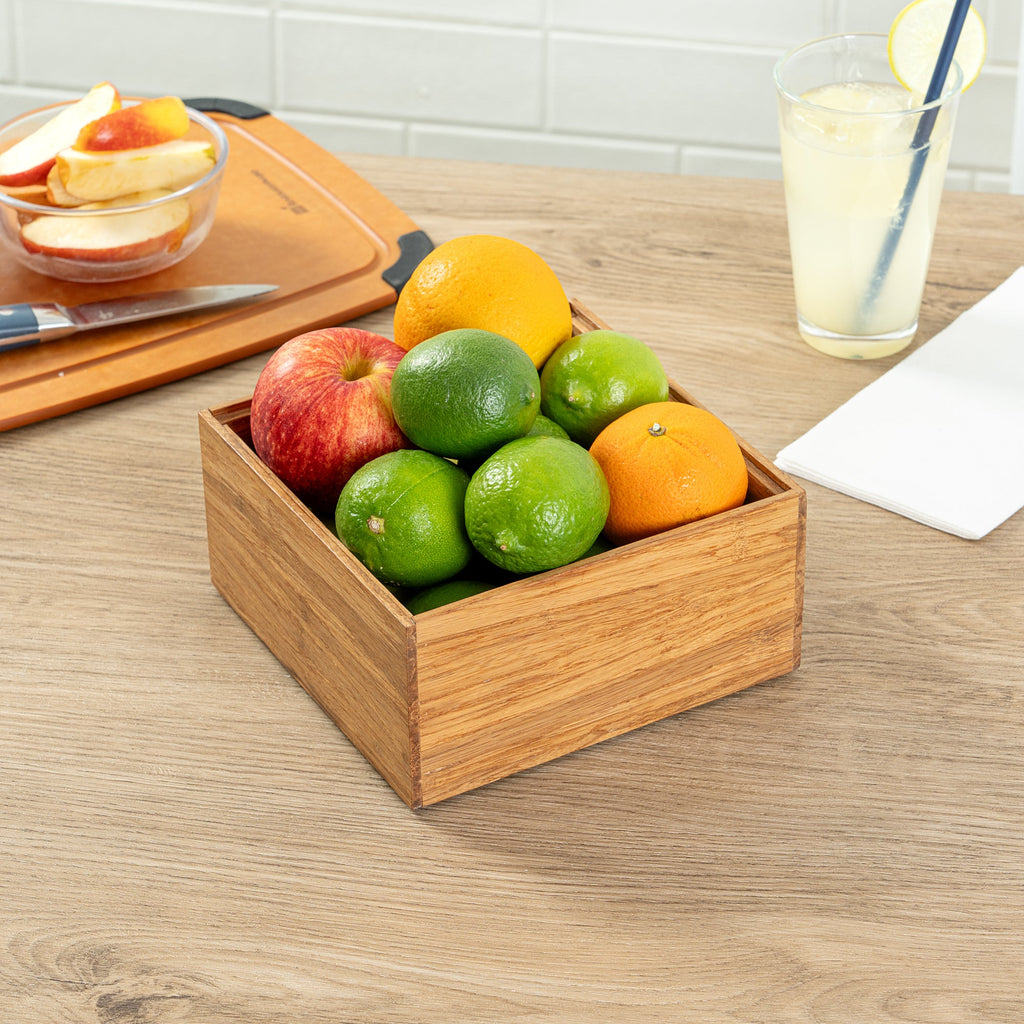 Eco Display Natural Bamboo Condiment Rack Deep Box - 6 1/2" x 6 1/2" x 3 1/4" - 1 count box