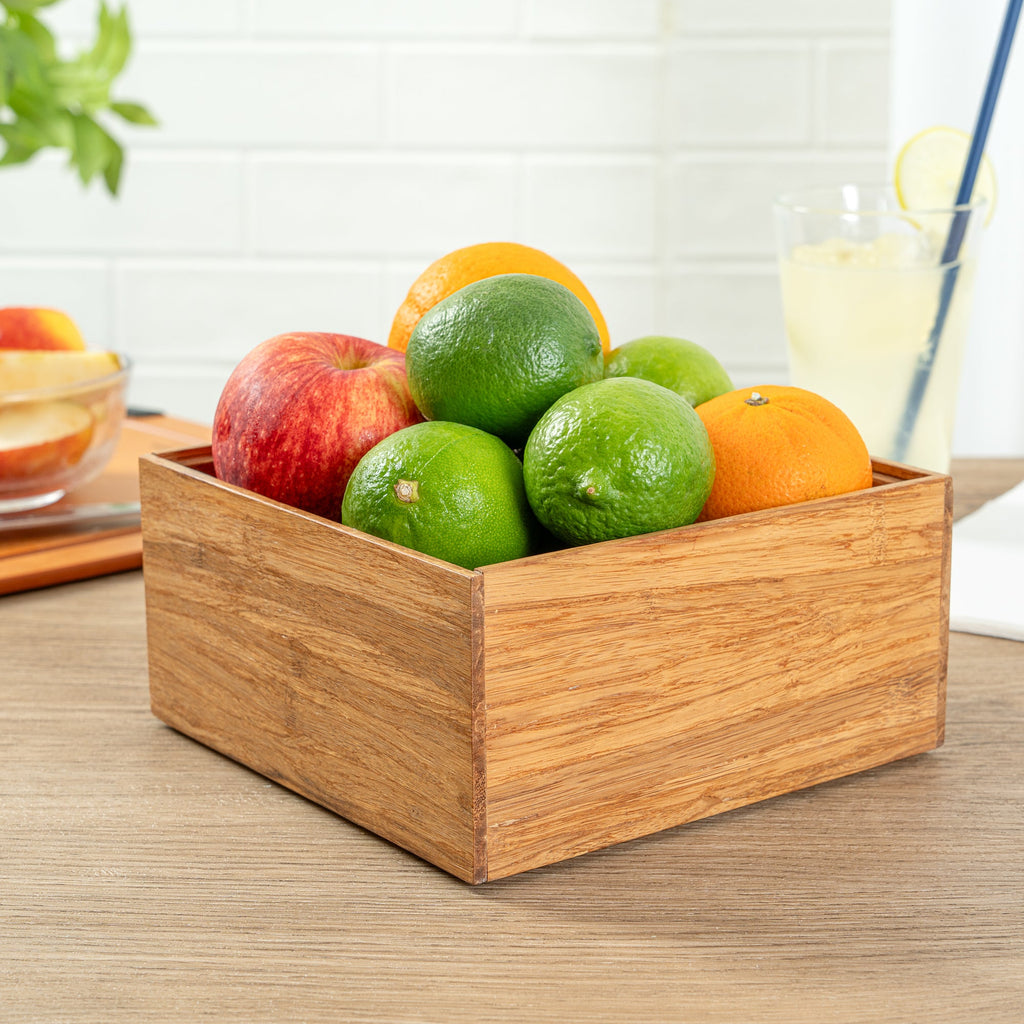 Eco Display Natural Bamboo Condiment Rack Deep Box - 6 1/2" x 6 1/2" x 3 1/4" - 1 count box