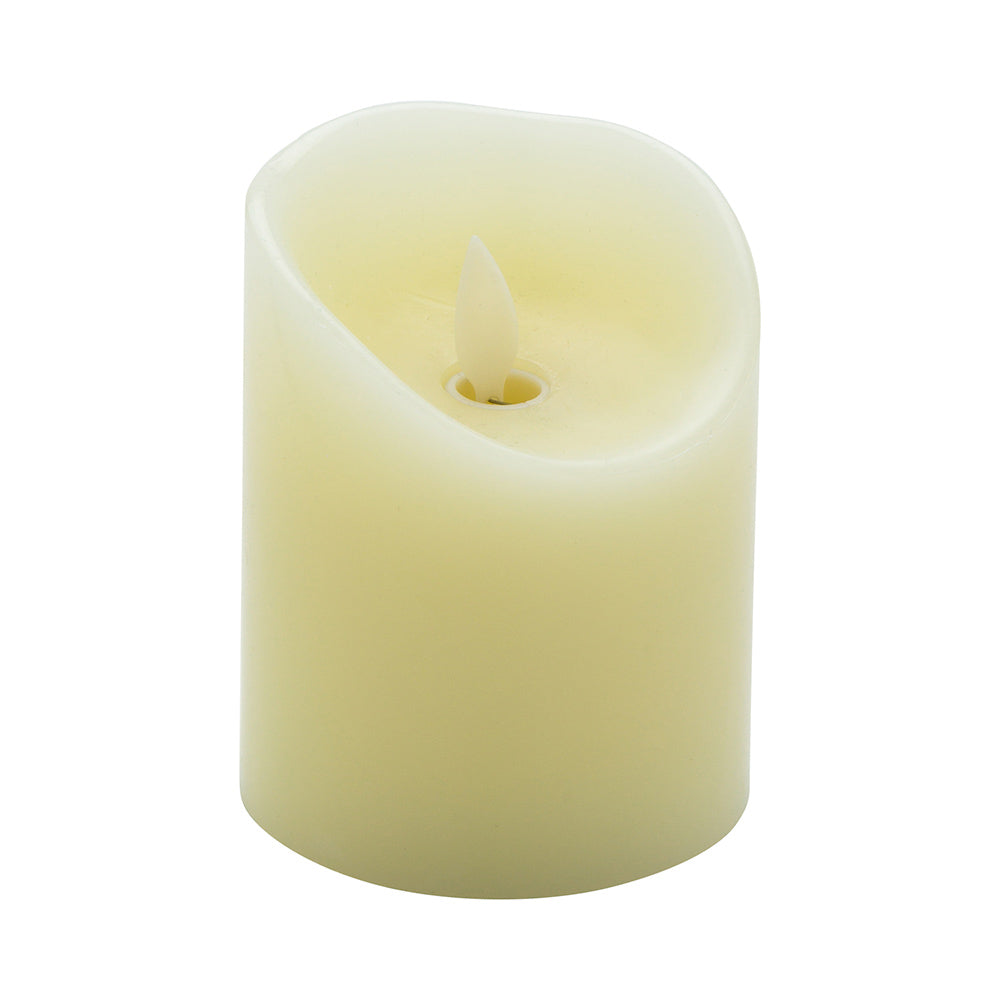 Fire Tek Ivory Plastic Flameless Pillar Candle - Real Wax, Programmable - 3 1/4" x 3 1/4" x 4" - 1 count box