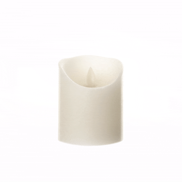 Fire Tek White Plastic Flameless Pillar Candle - Real Wax, Programmable - 3 1/4" x 3 1/4" x 4" - 10 count box