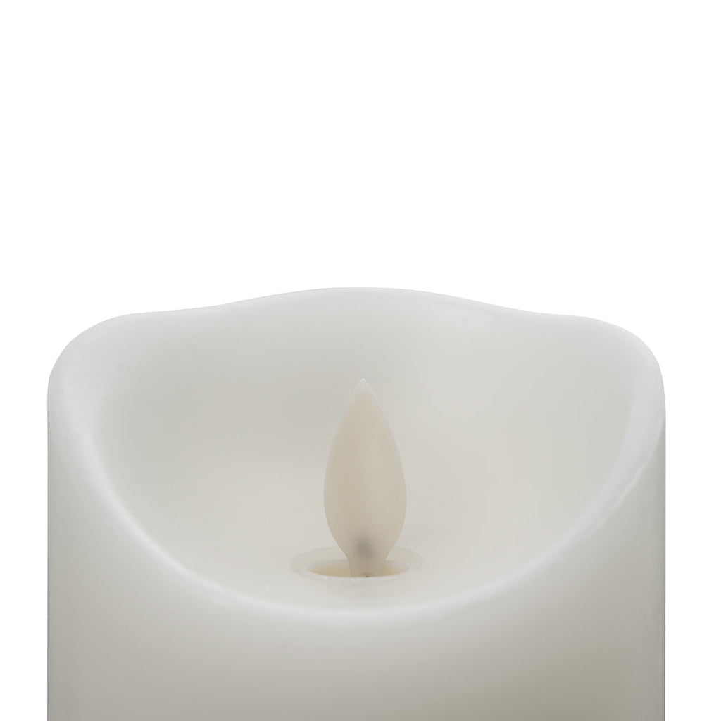 Fire Tek White Plastic Flameless Pillar Candle - Real Wax, Programmable - 3 1/4" x 3 1/4" x 4" - 10 count box
