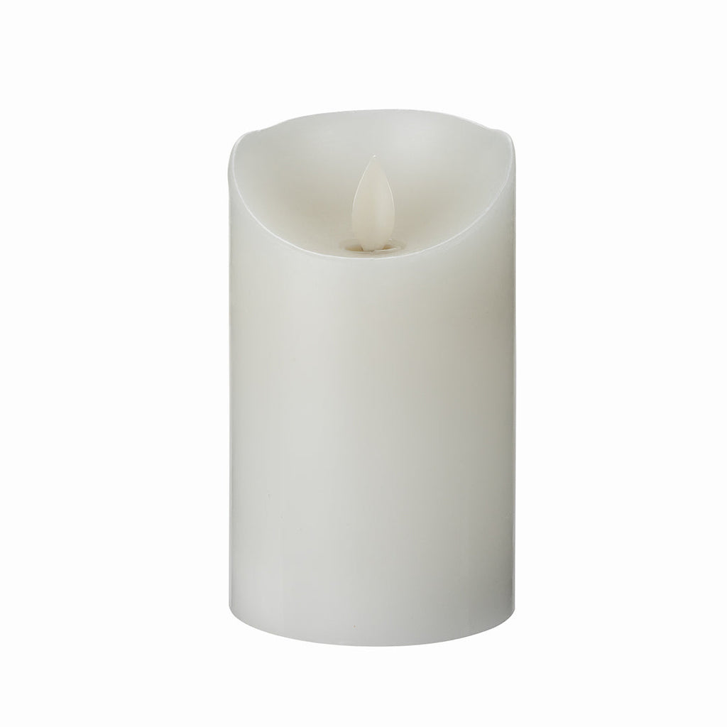 Fire Tek White Plastic Flameless Pillar Candle - Real Wax, Programmable - 3" x 3" x 5" - 1 count box