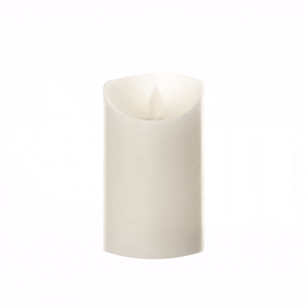 Fire Tek White Plastic Flameless Pillar Candle - Real Wax, Programmable - 3" x 3" x 5" - 1 count box