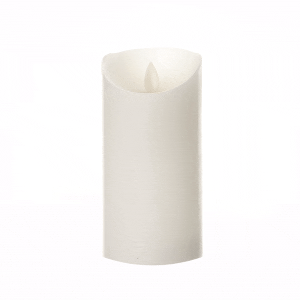 Fire Tek White Plastic Flameless Pillar Candle - Real Wax, Programmable - 3" x 3" x 6" - 1 count box