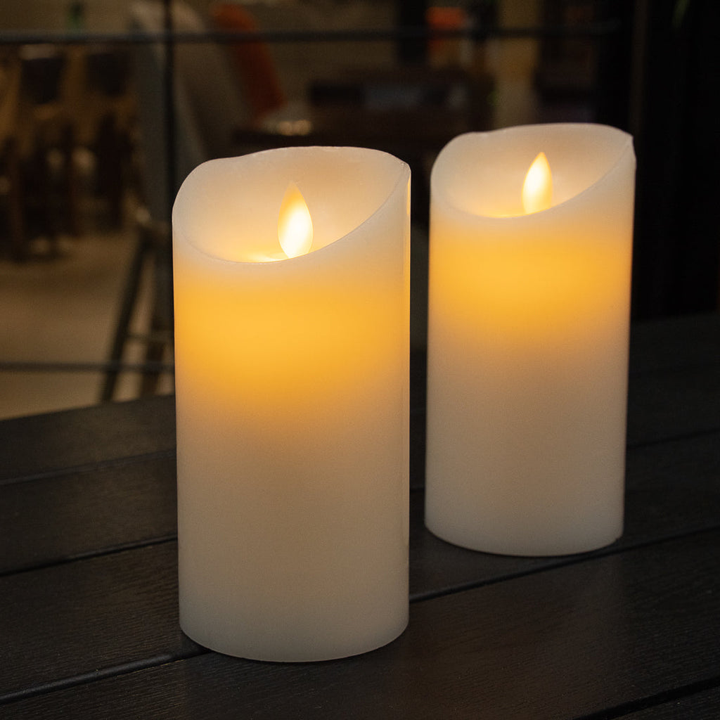 Fire Tek White Plastic Flameless Pillar Candle - Real Wax, Programmable - 3" x 3" x 6" - 1 count box