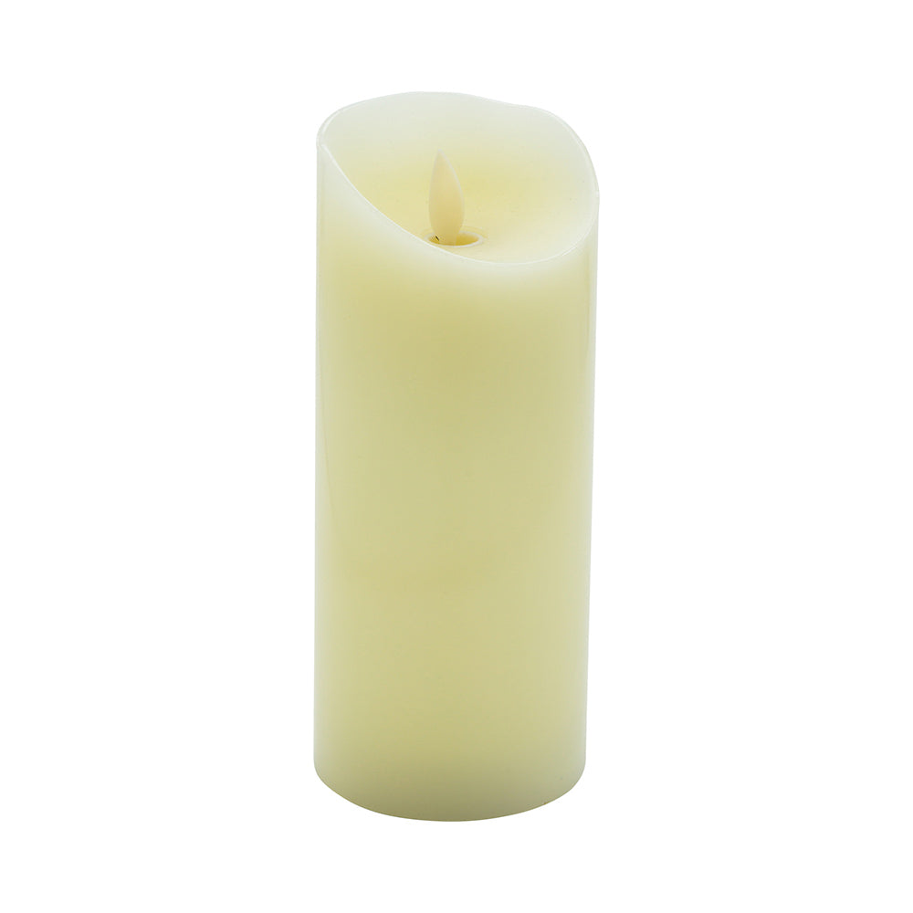 Fire Tek Ivory Plastic Flameless Pillar Candle - Real Wax, Programmable - 3" x 3" x 7" - 1 count box