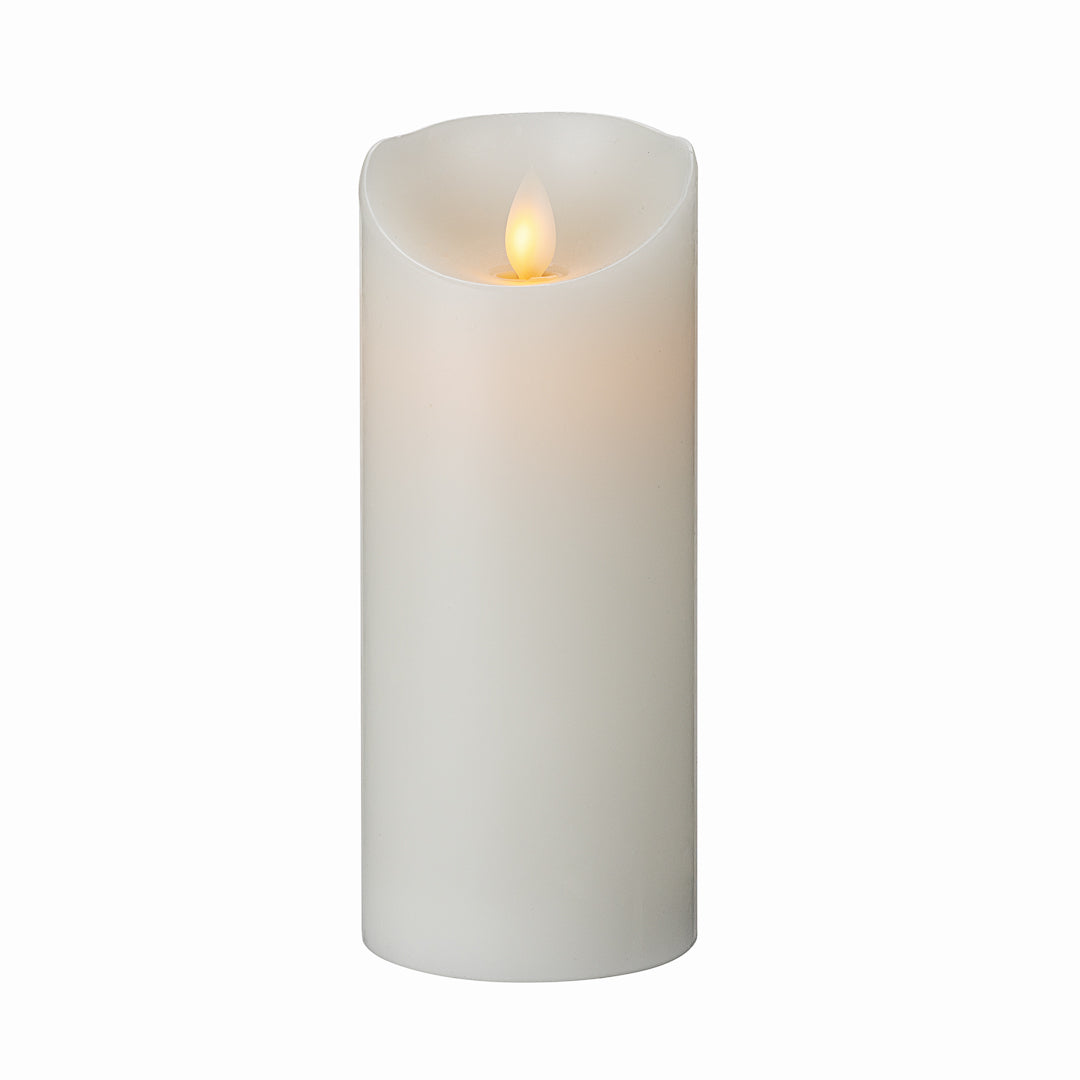 Fire Tek White Plastic Flameless Pillar Candle - Real Wax, Programmable - 3" x 3" x 7" - 1 count box