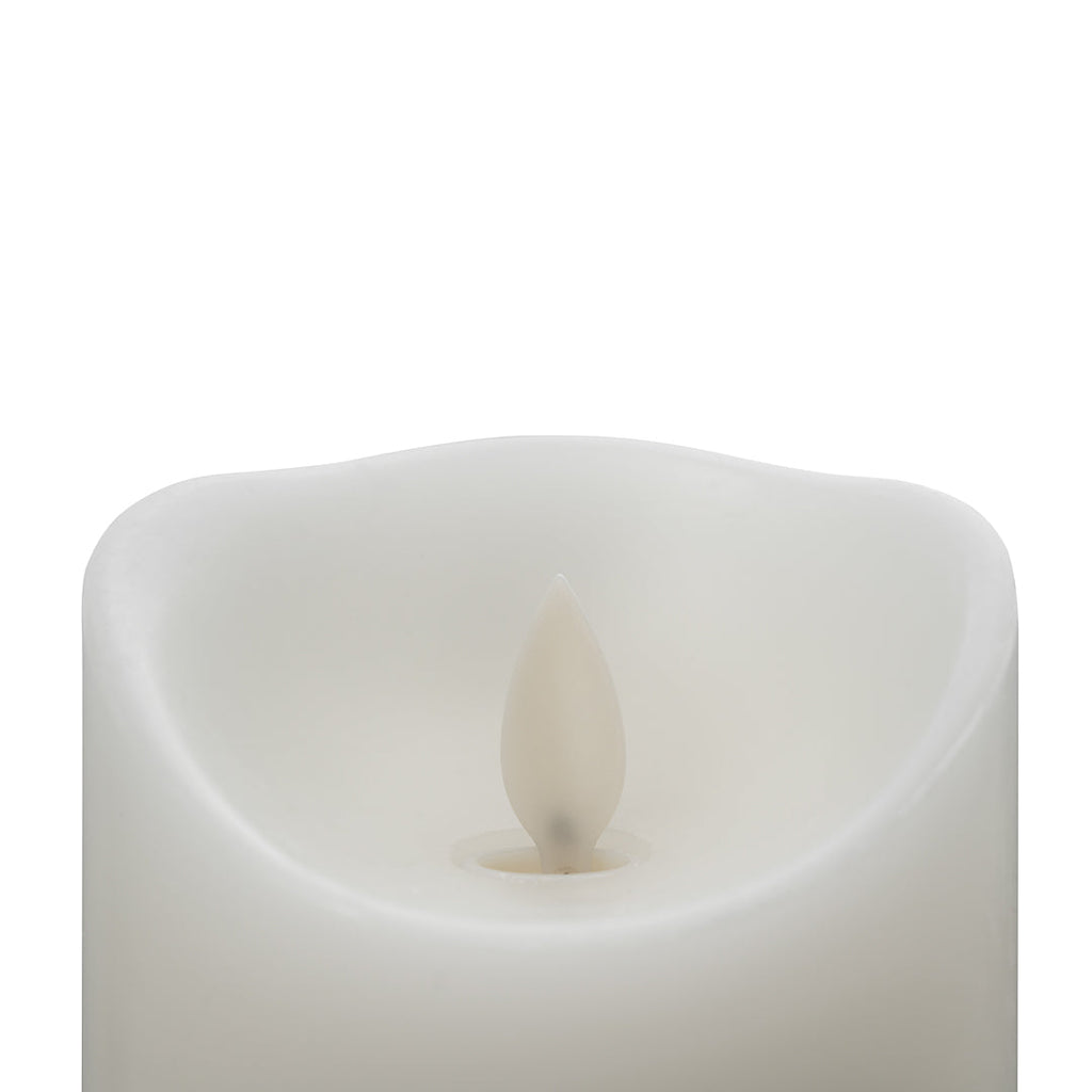 Fire Tek White Plastic Flameless Pillar Candle - Real Wax, Programmable - 3" x 3" x 8" - 1 count box