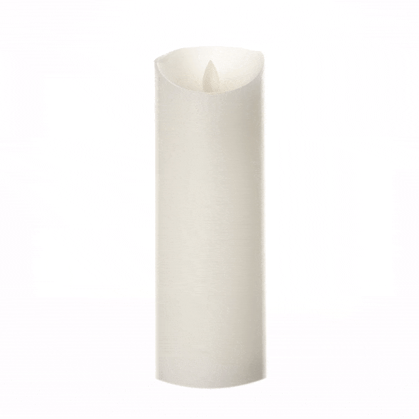 Fire Tek White Plastic Flameless Pillar Candle - Real Wax, Programmable - 3" x 3" x 8 3/4" - 1 count box