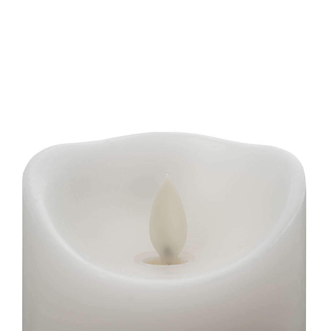 Fire Tek White Plastic Flameless Pillar Candle - Real Wax, Programmable - 3" x 3" x 8 3/4" - 10 count box
