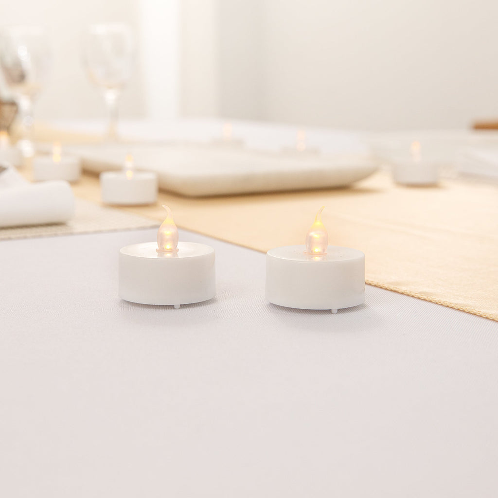 Fire Tek White Plastic Flameless Tea Candle - 1 1/2" x 1 1/2" x 1 1/4" - 10 count box