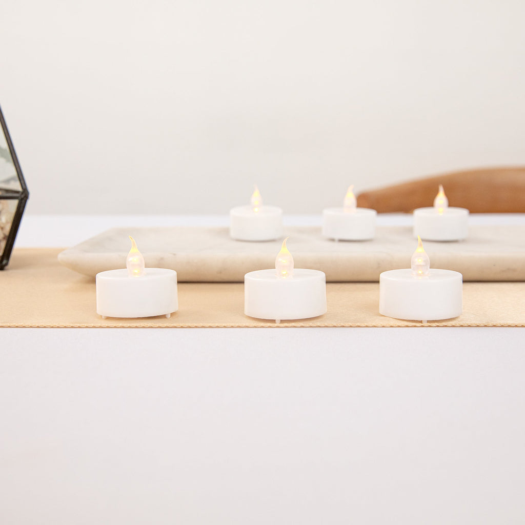Fire Tek White Plastic Flameless Tea Candle - 1 1/2" x 1 1/2" x 1 1/4" - 10 count box