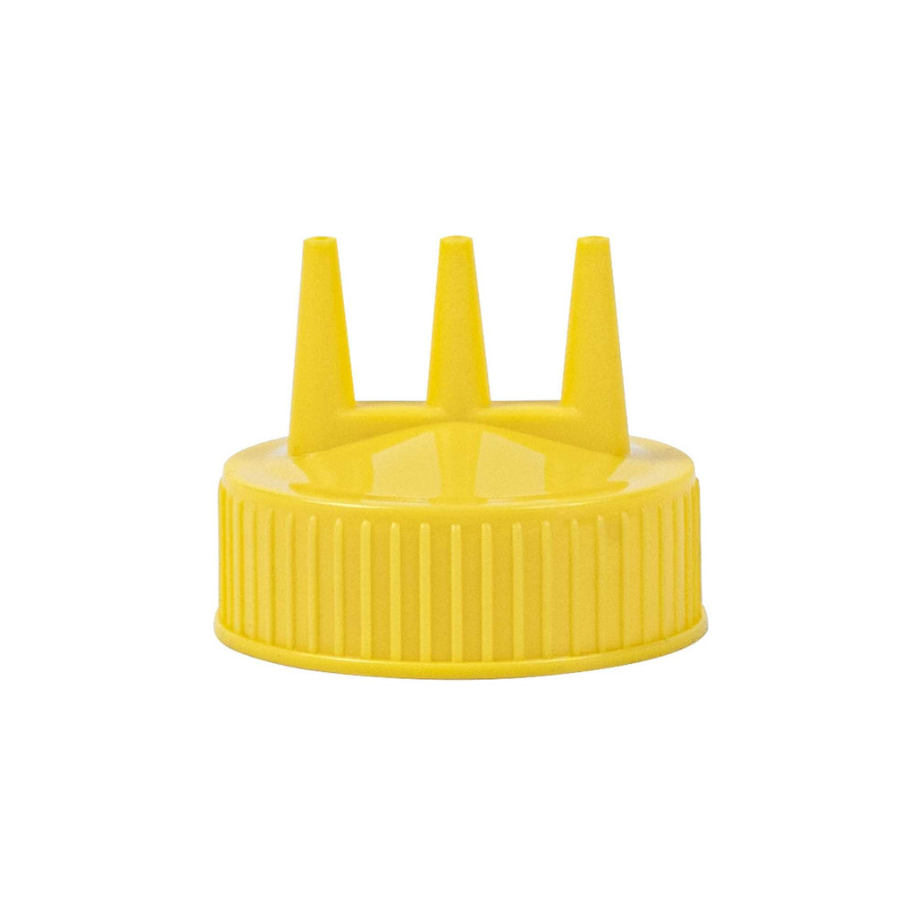 Sauce Tek 12 oz Yellow Plastic Mustard Squeeze Bottle - with Triple Dispersion Tip - 6 count box