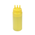 Sauce Tek 16 oz Yellow Plastic Mustard Squeeze Bottle - with Triple Dispersion Tip - 6 count box