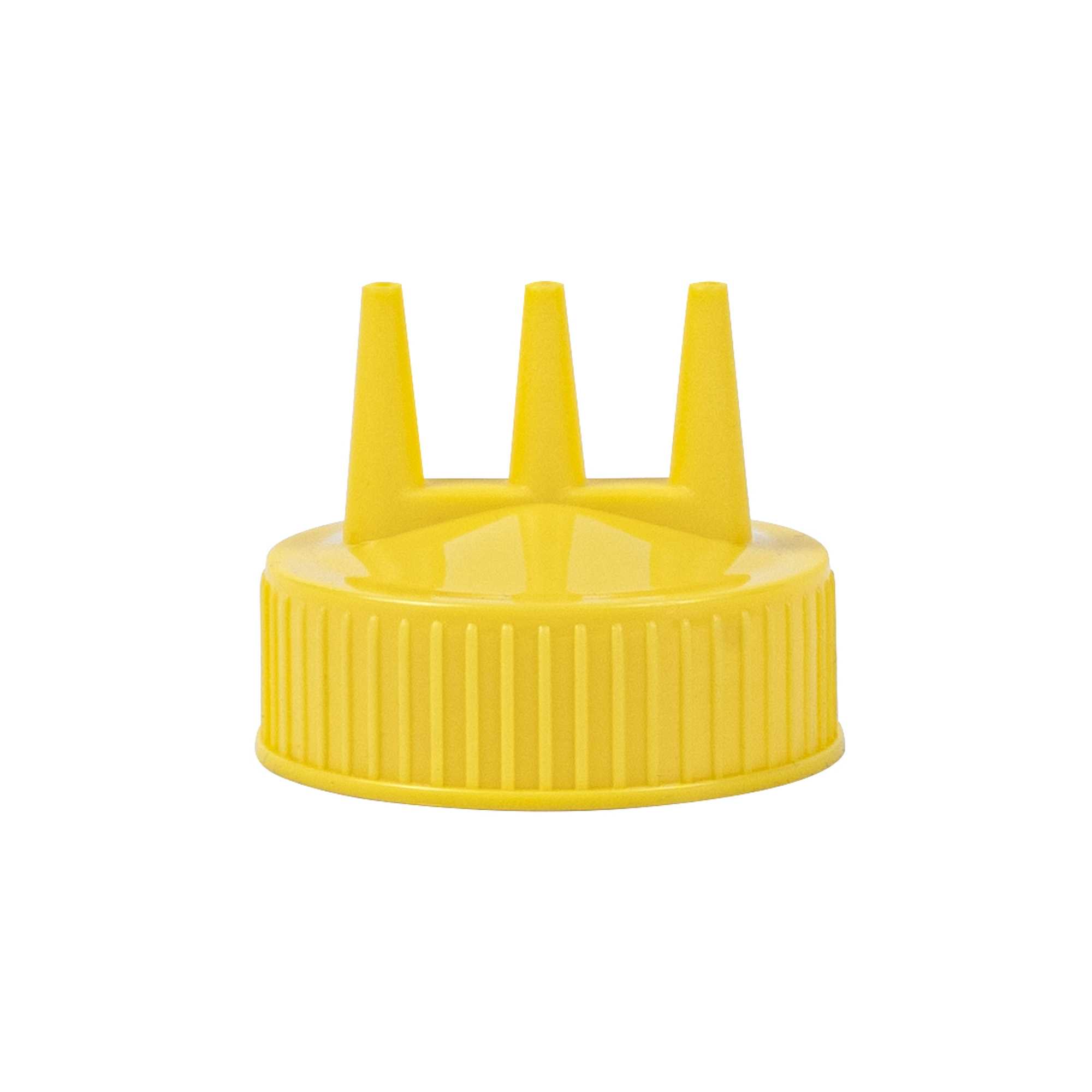 Sauce Tek 16 oz Yellow Plastic Mustard Squeeze Bottle - with Triple Dispersion Tip - 6 count box